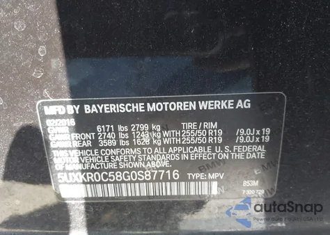 2016 BMW X5 xDrive35I from USA, damaged, VIN 5UXKR0C58G0S87716
